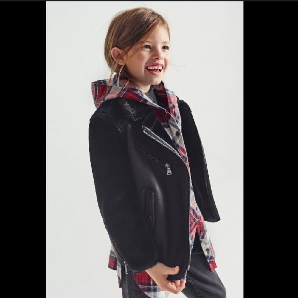 Zara Kids Girl Double Faced Moto Biker‎ Jacket Black Size 10